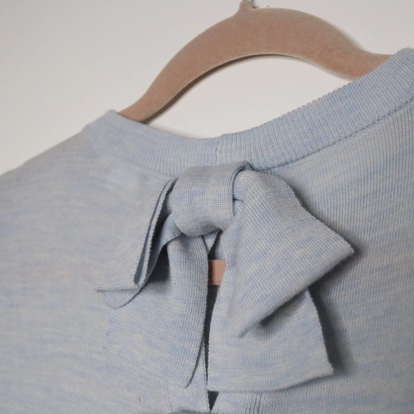 CLUB MONACO Sidone Bow Back Wool Sweater Crew Neck Melange Blue Women's S - Picture 7 of 12